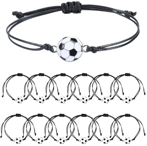 12 Piezas Pulseras de Fútbol para Niños, Pulseras Deportivas de Fútbol Trenzadas, Favores de Fiestas Deportivas, Pulseras de Amistad Trenzadas Ajustables, para Niños Niñas Fiesta de Cumpleaños