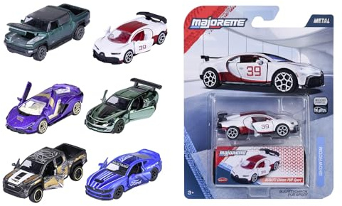 Majorette - Deluxe Modellauto (1 Auto), 1 von 6 Spielzeug-Autos (Audi, Bugatti, Land Rover, Nissan, Porsche) aus Metall mit Sammelbox, 7,5 cm, für Kinder ab 3 Jahre
