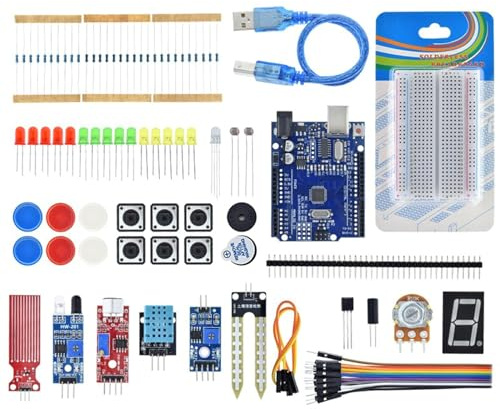 Oxxggkao Complete Starter Kits For UNO Upgraded Version Learning Suite Power Supply Stepper Motor Breadboard With Retail Box Breadboard Power Supply Case Solderable With Project Box Small Kits