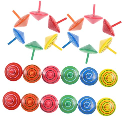 Hohopeti 25 pièces Toupies Bois Colorées Jouets Éducatifs pour Garçon Fille Développement Cognitif Coordination Motrice Fine Jouets Anti-Stress pour Fête École et Maison Couleur Aléatoire