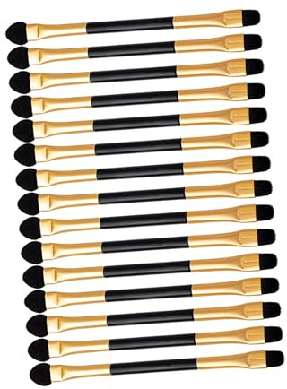 VINTORKY 15 Pinceles para Sombras de Ojos Doble Cara, Set de 15 Aplicadores de Maquillaje para Mujer, Portátiles y Livianos, Material, Adecuado para Viajes y Uso Diario