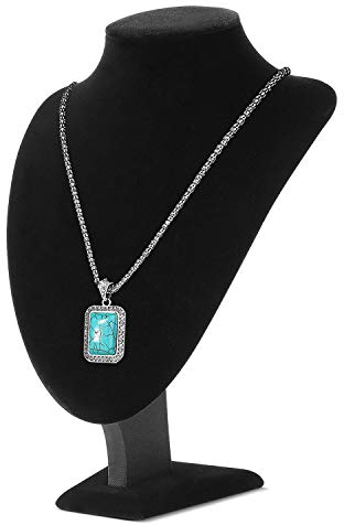 Flexzion Flexion Schmuckständer aus Velvet Schmuckbüste freistehender Anhänger Kettenhalsbänder Halter Display Aufbewahrung Schmuck-Organisation für Ausstellung der Halsketten, 28 cm (Schwarz)