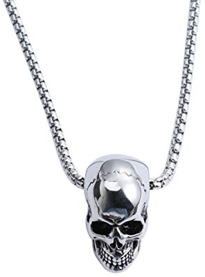 Holibanna 1pc Skull Necklace Titanium Steel Pendant Retro Gothic Design Unique Present for Halloween Special Occasions Lightweight
