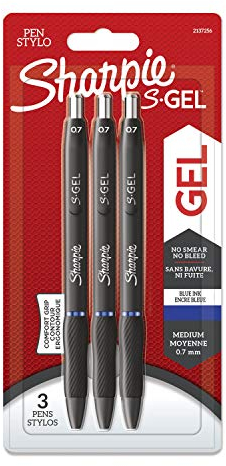 Sharpie S-Gel Gelstifte | mittlere Spitze (0,7 mm) | Gelschreiber mit blauer Tinte | 3 Stück