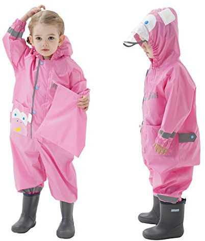 Baogaier Impermeabile da Pioggia Bambine Ragazze con Cappuccio Rosa Scimmia Stampa Bambina Antipioggia Giacca Impermeabili Tuta Portatile Sportivo Jogging Bambini Bimba 2-4 Anni