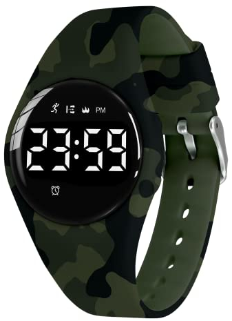 BEN NEVIS Digital Kinderuhr Jungen-Sports Outdoor Wasserdicht Armbanduhr mit LED-Licht,Wecker,Stoppuhr,Datum,Fitness Tracker Uhr mit Schrittzähler,Distanz-Silikon Armband Armee