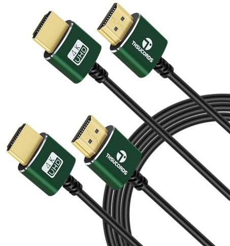 Thsucords Thin HDMI to HDMI Cable 30FT 2 Pack, Ultra Slim & Flexible HDMI Cord Supports High Speed 4K@60Hz 18gbps 2160p 1080p