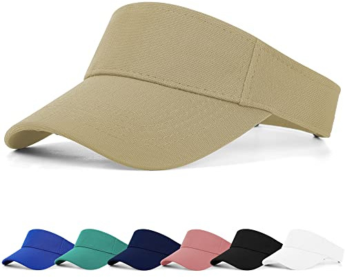 FCHUI Solskärm keps – kvinnor hästsvans baseballkeps för kvinnor och damer, lång topp tjockare svettband justerbar hatt för golf cykling fiske tennis löpning jogging visir hattar för män, Khaki, L-XXL