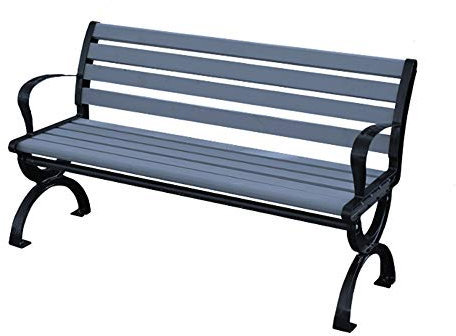 ZMYJTO Außenbank Gartenterrassenbank, 3-Sitzer-Gusseisenrahmen und Massivholz-Parkbank-Veranda-Stuhl, Innenhof-Balkonbank mit Rückenlehne und Armlehnen, belastbar 1102 lbs