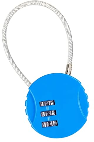 Cadenas à Combinaison, Cadenas de Sécurité à 3 Chiffres Réinitialisables, Serrure à Combinaison Petit Cadenas à Code Cable pour Valise Sac de Voyage Casier (Bleu)