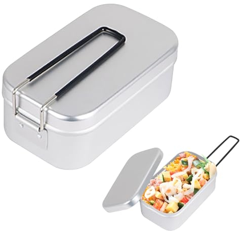 Lata Militar,Lata De Aluminio, Mango Plegable, Port¨¢til, De Acero Inoxidable, Ligera, Para Cocinar, Caja Bento, F¨¢cil De Transportar, Lata Para Acampar, Para Picnic Al Aire Libre, Camping(beige)
