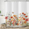 ASDCXZ Blumen Duschvorhang 180x200 cm, Frühling Rot Orange Weiß Bunt Blumen Grün Blätter Schmetterling Bad Waschbar Duschvorhänge Polyester Textil Wasserdicht Badevorhang für Badewanne mit 12 Haken