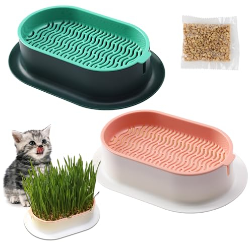 ZDNT 2PCS Cat Grass Seed Tray,Cat Grass Planter,Seed Sprouting Trays Catnip,Catnip Pot Plant Box,for Indoor Cats for Planting Cat Grass