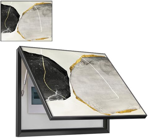 Indoor Electric Meter Box Cover Electrical Panel Hide Paintings,Distribution Box Decorative Painting Switch Box Cover Wall Hanging Painting,with Hydraulic Rod Supports,Free Punching