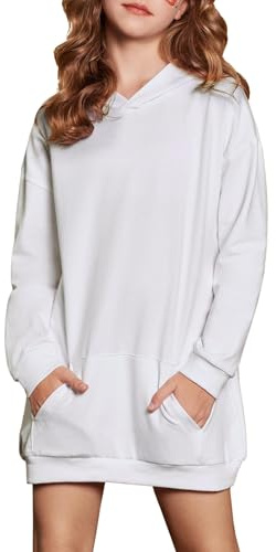 Arshiner Fille Sweats à Capuche Long Enfants Hoodie Manches Longues Mode Loisirs Pull Automne Hiver Capuche Sweatshirt pour Filles 9-10 Ans
