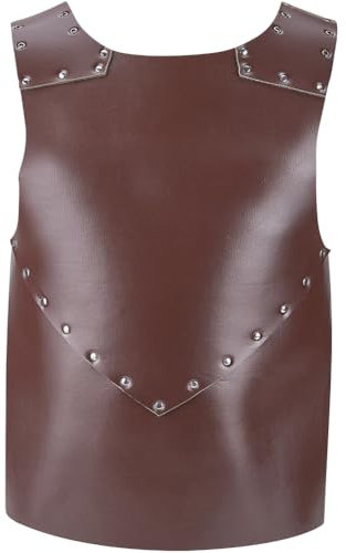 GORGECRAFT Brustpanzer Für Wikinger Krieger Mittelalterliches Kunstleder Verstellbare Rüstung Brustpanzer Ritterkostüm Kokosnussbraun Retro Renaissance Weste Für Männer Und Frauen Halloween Cosplay