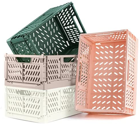 Bocguy 4 Stücke Klappkiste, Kunststoff Stabile Klappboxen, Faltbare Aufbewahrungskorb, Stapelbar Klappkisten Set für Lagerung Küche, Schlafzimmer, Arbeitszimmer, Büro, Garten (30.5 * 20cm*12cm)