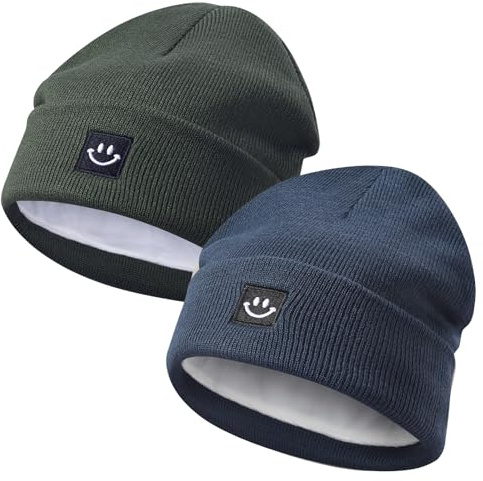MaxNova 2 Pack Baby Beanie Fleece Lined Knit Toddler Hat for Girls Boys 0-8 Years