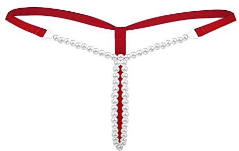 String sexy pour femme Micro Slip Tanga Thong avec deux rangées de perles - Dos en T - String de perles - Lingerie érotique - Culotte érotique