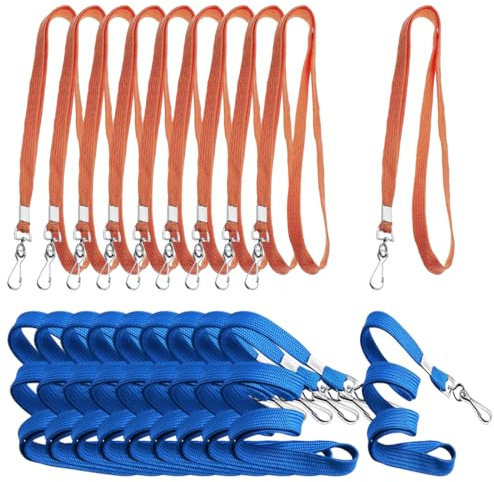 20 Piezas Correa para Cuello Llaves, Cordón para el Cuello, Cordones de Insignia para Cuello, Lanyards de Imitación de Nylon, Cordón de Cuello para Portatarjetas de Identificación (Azul/Naranja)