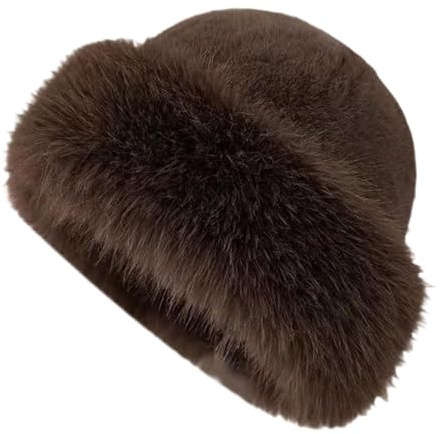 Harilla Winter Faux Fur Hat Warm Thick Cossack Hat Russian Style Winter Windproof Furry Cap Fashion Soft Snow Ski Caps for Ladies Travel Hiking Work Home Daily＆Outdoor (Brown)