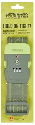 American Tourister - Luggage Strap with TSA Lock, Secure Suitcase Belt for Travel, Olive/Lime