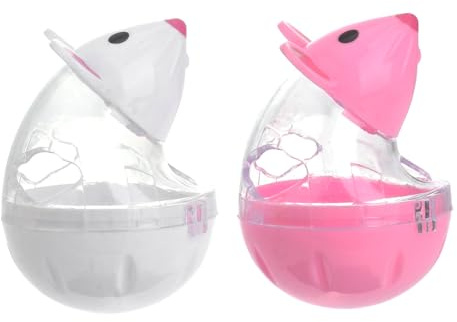 POPETPOP Distributeur en de Souris pour Chats 2pcs Nourriture de Interactif Plastique à Roulement Automatique, Éducatif Stimulant pour Chatons D'intérieur