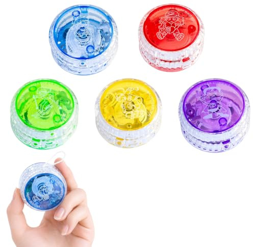 5 Pack Light Up Yoyo Set, Glowing Yo-Yos for Teen & Adult Beginners, Magic Yo-Yos with Durable Strings, Multi-Color Skill Development Tool for Party Group Activities Outdoor Travel