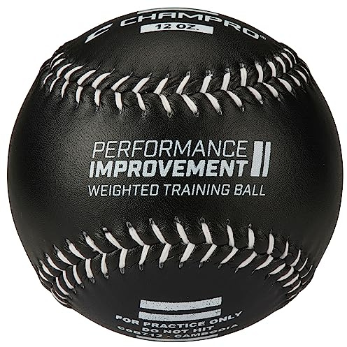 Champro Weighted Training Softballs - Leather Cover, Black, 12 oz.
