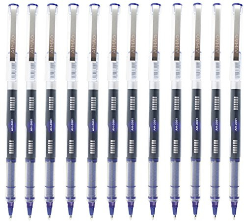 Gullor AIHAO bastone rotolamento penne a sfera, 0,5 millimetri punto, inchiostro blu, confezione da 12 (AH-2001)