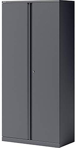 BISLEY Flügeltürenschrank Essentials mit 4 Fachböden für 5 Ordnerhöhen, Metall, 634 Anthrazitgrau, 47 x 91.4 x 198 cm