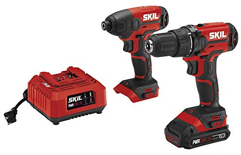SKIL 20V 2-Tool Combo Kit: 20V Cordless Drill Driver and Impact Driver Kit Includes 2.0Ah PWR CORE 20 Lithium Battery and Charger - CB739001