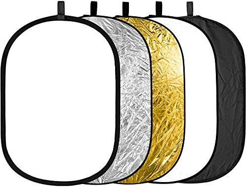 BDDFOTO 5-in-1 60 x 90cm Fotostudio Ovale Multi Disk Klappbare Licht-Reflektor Set mit Tragetasche für Studiofotografie