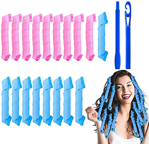 URAQT Lockenwickler Große Locken,18pcs DIY Wave Styling Kit Haar Lockenwickler Rollen Hair Curler für Waves Styler mit Styling-haken, 30cm