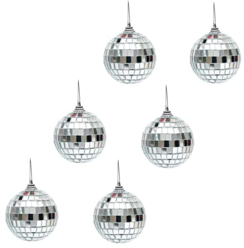 6Pcs Disco Ball 2Inch Silver Mini Disco Ball Mirror Ball for Disco Party Christmas Home Decoration
