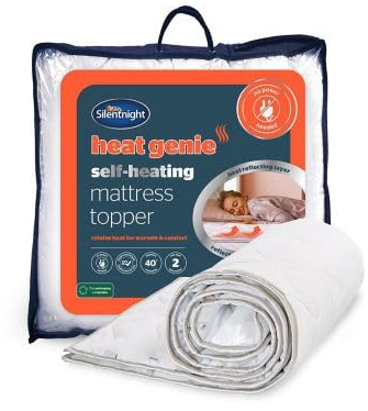 Silentnight Self Heating King Mattress Topper - Warm Cosy Mattress Pad Topper Featuring Heat Reflecting Foil and Thermal Lining to Retain Heat - King