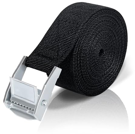 ieron Sangles d'arrimage avec cliquet - Sangle d'arrimage avec boucle de serrage - Sangle d'arrimage pour porte-bagages - Sangle de 8 m - Sangles de 8 m - Noir