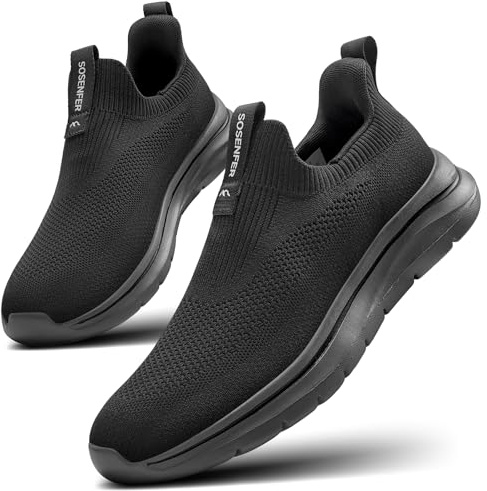 Sosenfer Slip on Sneaker Hommes Chaussures Respirantes sans Lacets Baskets Confortables Chaussures de Sport décontractées Légères Chaussures de Marche pour Hommes