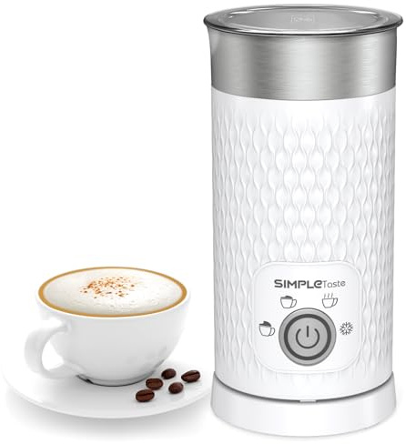 SIMPLETASTE Milk Frother, 4-in-1 Electric Milk Steamer, Automatic Warm and Cold Foam Maker and Milk Warmer for Latte, Cappuccinos, Macchiato, Hot Chocolate