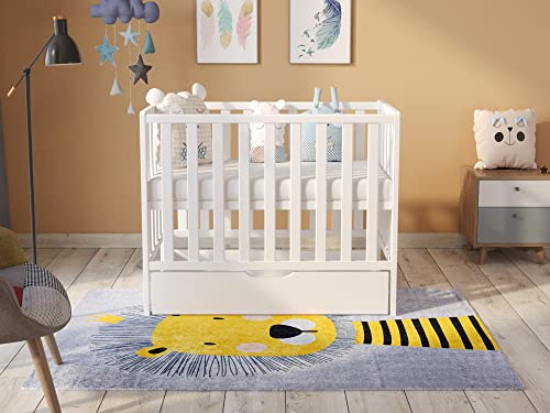 Love For Sleep Babybett Beistellbett 100x50cm mit Schaumstoffmatratze Weiß Paris Kinderbett Baby Bett Holz - Kinderbett Babybett, Mitwachsend Gitterbett Baby Bed