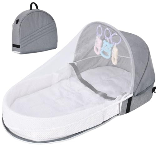 Travel Baby Bed, Baby Nest Sleeping Pod, Portable Bassinet Travel Cot, Gray Baby Travel Cot, Portable Baby Bed, Newborn Nest Pod