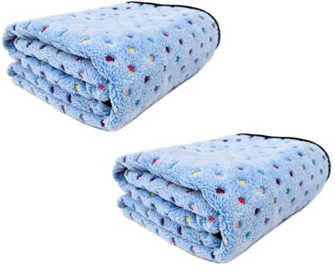 DUOLEH Confezione da 2/4 grandi coperte per animali domestici, calde coperte per cani e gatti, lavabili, versatili e calmanti, per letto, divano (60 x 40 cm, 2 pezzi, blu)