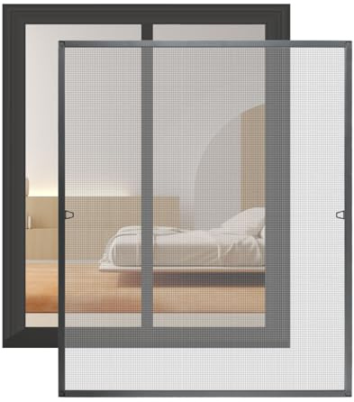 Ollewiellan Fliegengitter Insektenschutz Fenster mit Alurahmen 120 X 140 cm Anthrazit Mückengitter Fenster mit Rahmen Zuschneidbare,Fliegenschutz Moskitonetz Ohne Bohren und Schrauben