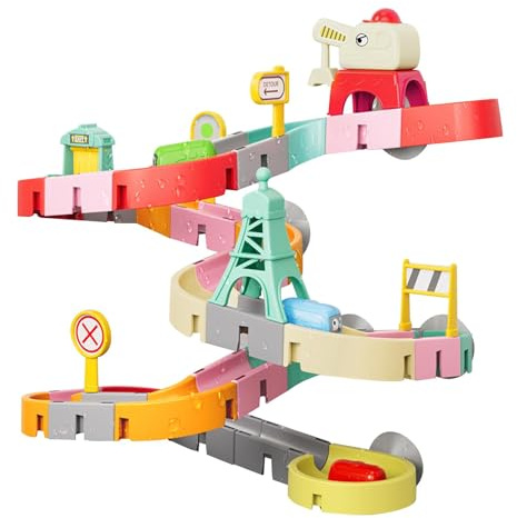 Acunny Trission de bain d'eau pour bébé, toboggan de jouet de baignoire | Set de douche pour enfants | Tasses d'aspiration puissantes de la cascade interactive jouets glissants pour enfants