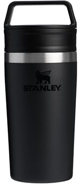 Stanley Cafe to-Go Travel Mug 0.35L - Keeps 4 Hours Hot - 5 Hours Cold - Stainless Steel Thermal Mug - Dishwasher Safe - Easy-Carry Handle - Insulated Coffee Cup - Black