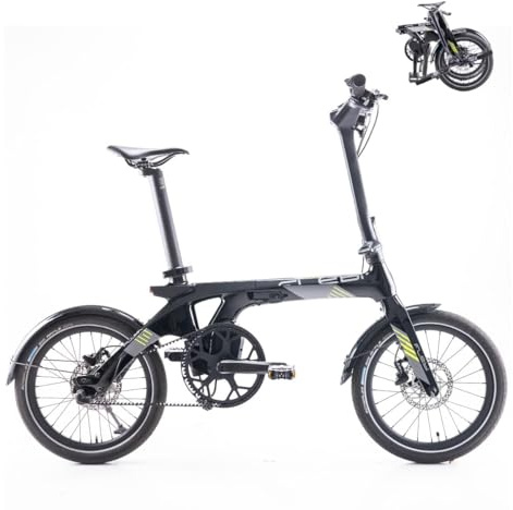 Flebi Bicicleta Eléctrica Plegable Ligera 18 de Fibra de Carbono - Modelo Pluma con Autonomía 60km - E-Bike Urbana Unisex - Bici Eléctrica Adultos Compacta y Ligera