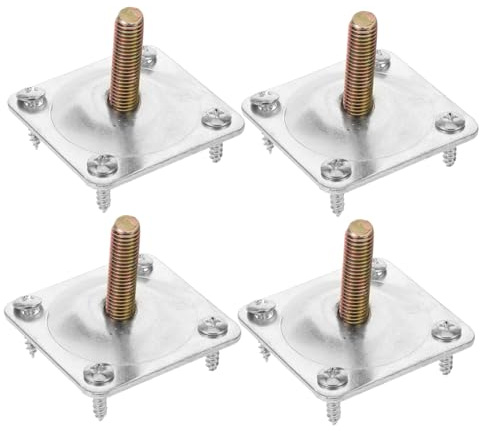 FONDOTIN 4 Sets Iron Furniture Leg Attachment Plates with Bolts and Screws Flat Mounting Plates for Sofa Chair Cabinet Repair and Stability Enhancement