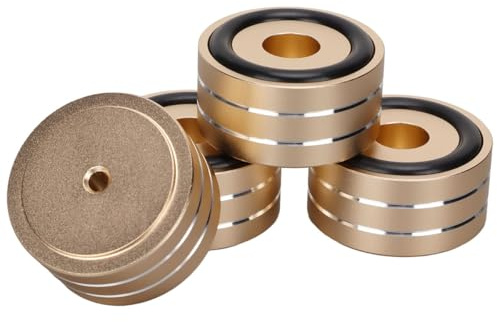 Fasizi 4 st högtalarisoleringsspikstativfot 40x20mm aluminium högtalarfötter halkfri gummi HiFi skivspelare DAC förstärkare inspelare mätare guld