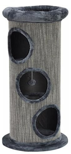 nanook Tonneau griffoir/Poubelle de Jeu pour Chat - 100 cm - avec lit encastré - Grandes Ouvertures - Stable avec Plaque de Base - Gris