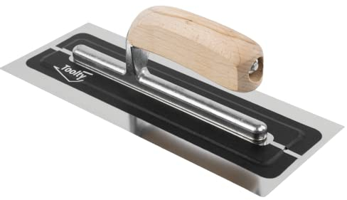 Toolty Ultra Flexible Plaster Finishing Skimming Trowel - Stainless Steel Finishing Hand Tool - with Wooden Handle - 11 inch - TLTY8040